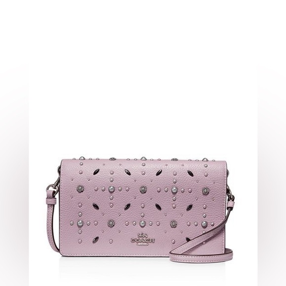 Coach Handbags - Coach Callie Foldover Crossbody Clutch with Tea Rose Rivets & Pearls
